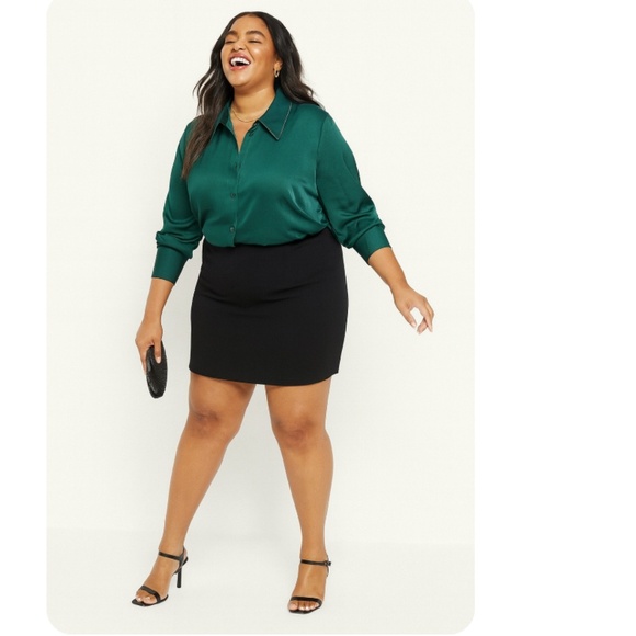 HEATHERLY Green Satin-Like Long Sleeve Button Down Shirt Size Large - Picture 2 of 14